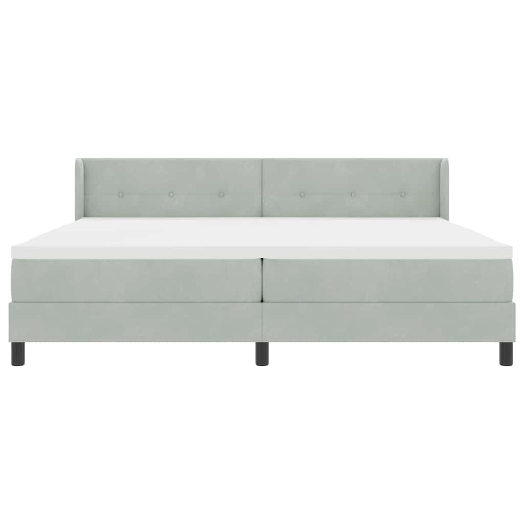 Bäddfjäder Med Huvudgavel Ljusgrå 200 X 200 Cm Sammet