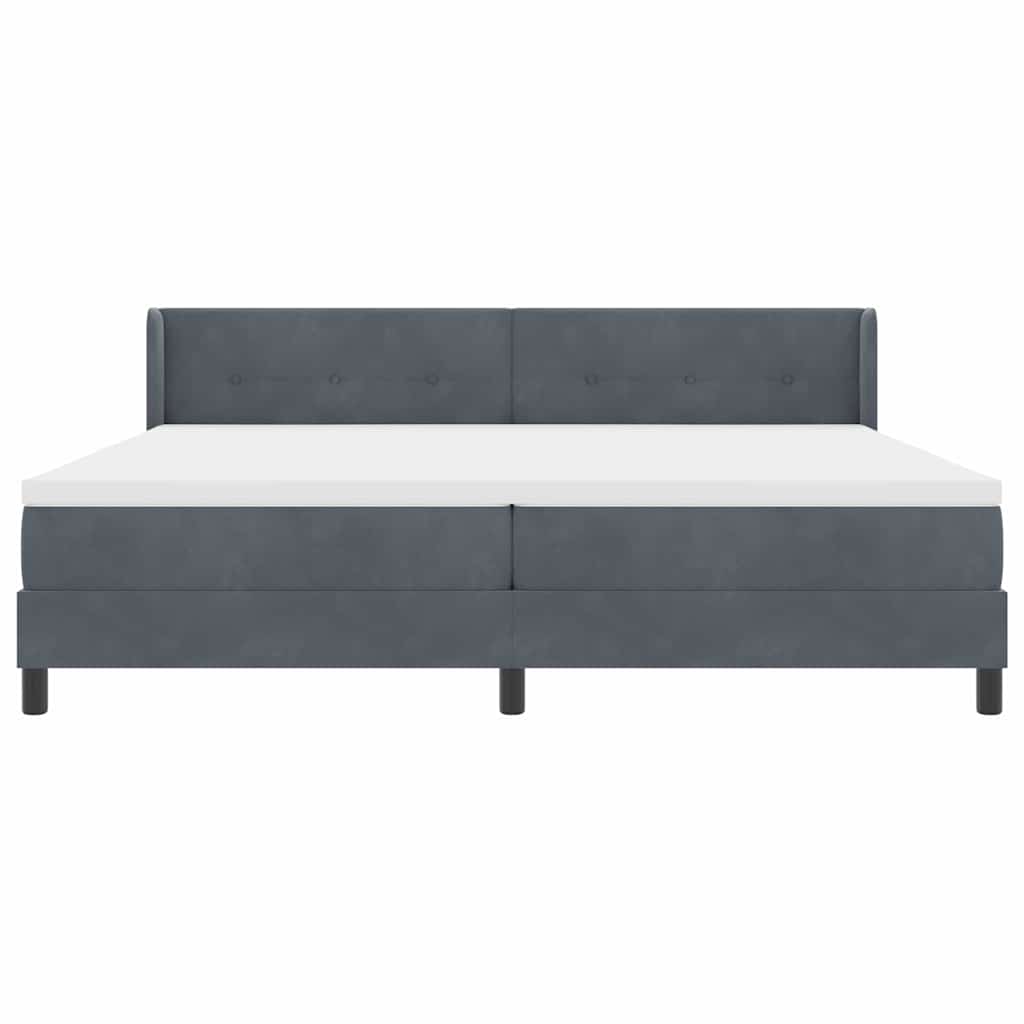 Bäddfjäder Med Huvudgavel Mörkgrå 200 X 200 Cm Sammet