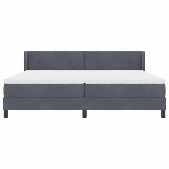 Bäddfjäder Med Huvudgavel Mörkgrå 200 X 200 Cm Sammet