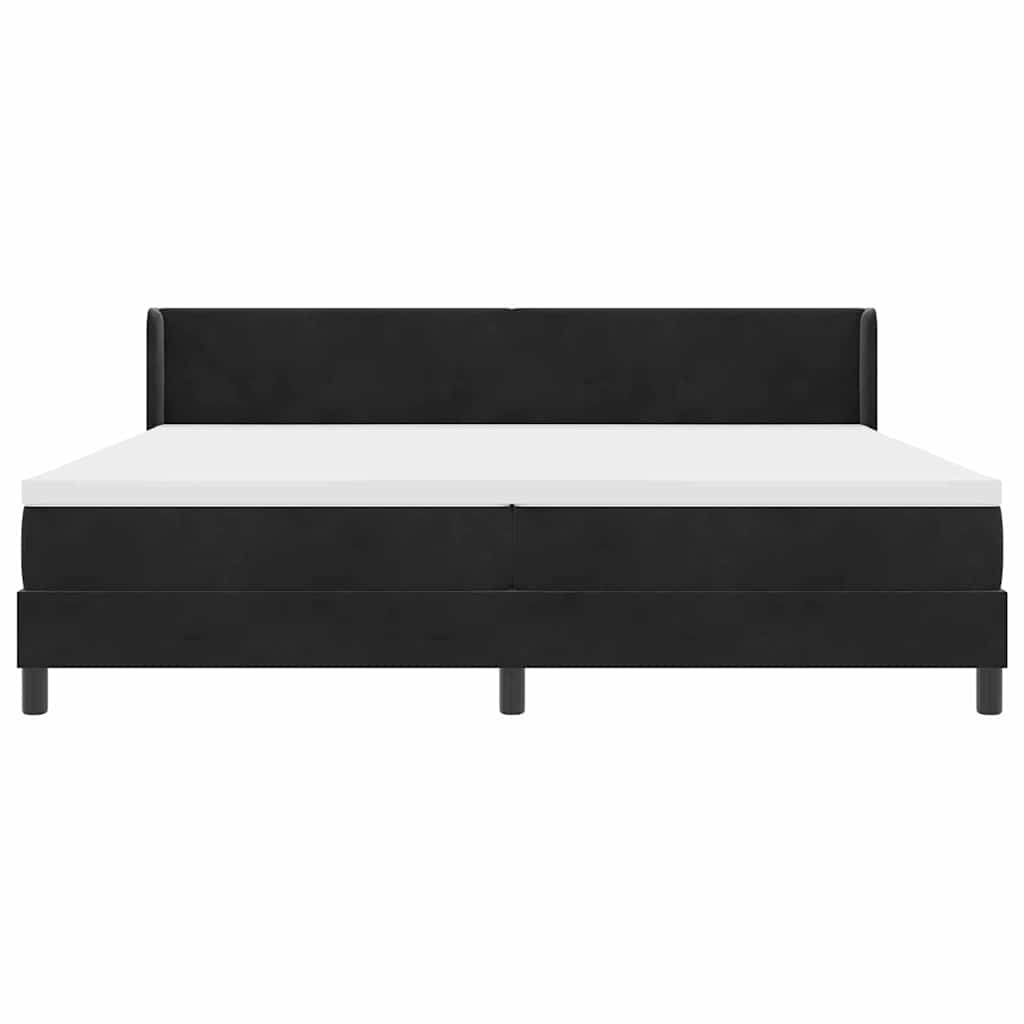 Bäddfjäder Med Huvudgavel Svart 200 X 200 Cm Sammet