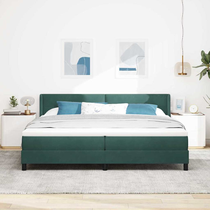 Bäddfjäder Med Huvudgavel Mörkgrön 200 X 200 Cm Sammet