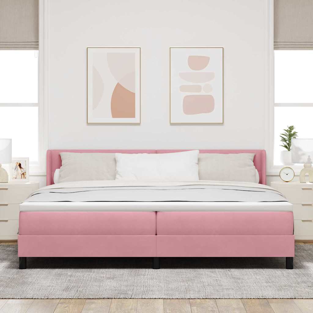 Bäddfjäder Med Huvudgavel Rosa 200 X 200 Cm Sammet