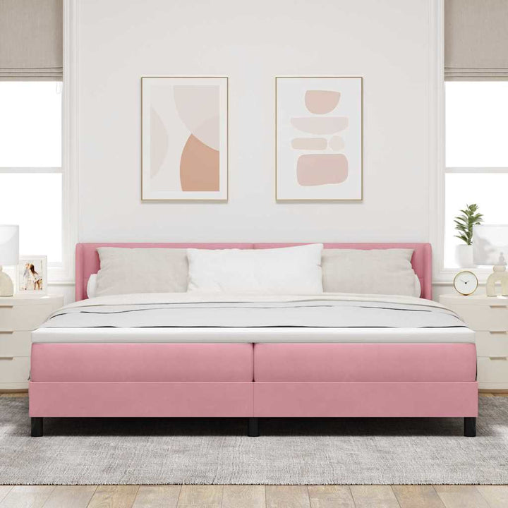 Bäddfjäder Med Huvudgavel Rosa 200 X 200 Cm Sammet