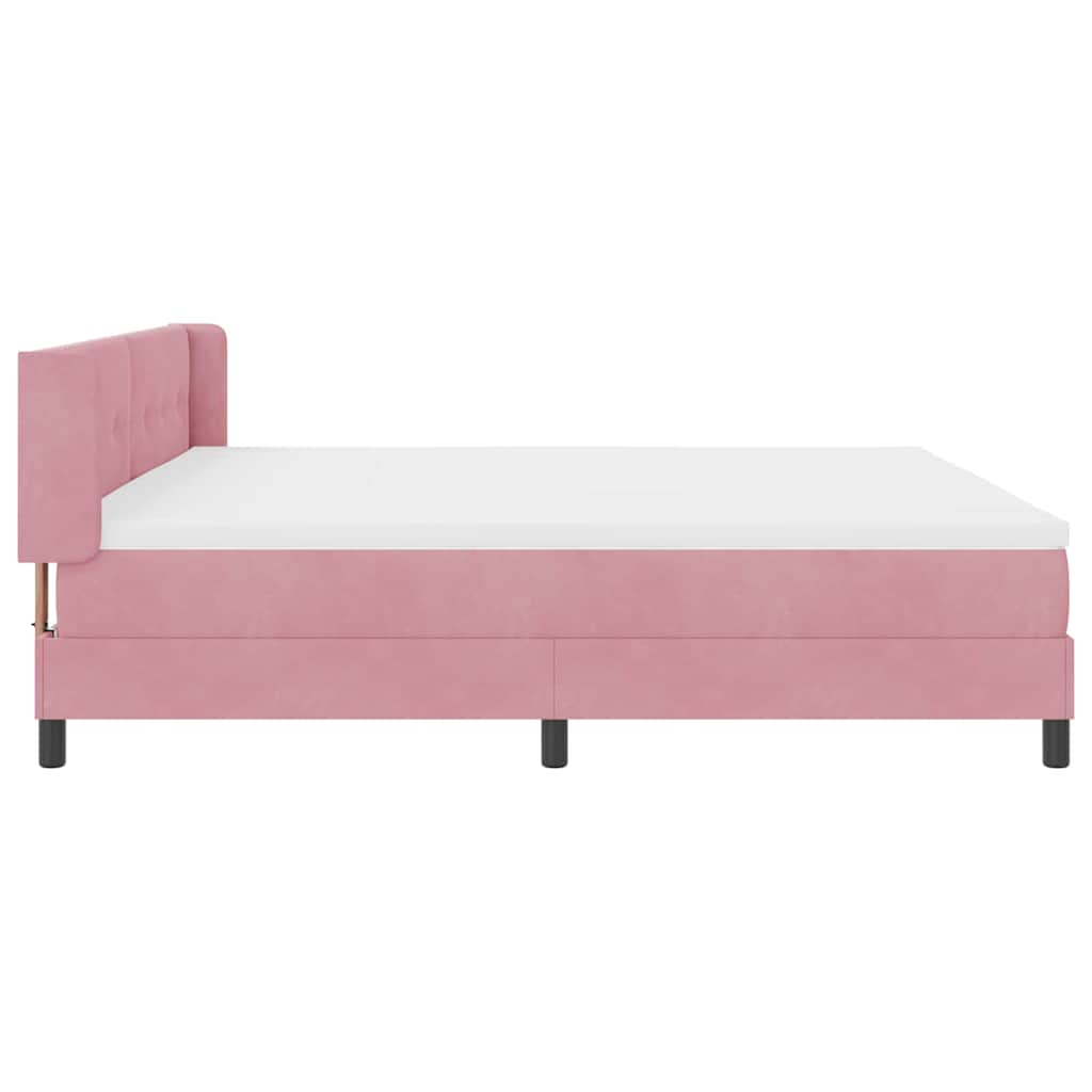 Bäddfjäder Med Huvudgavel Rosa 200 X 200 Cm Sammet