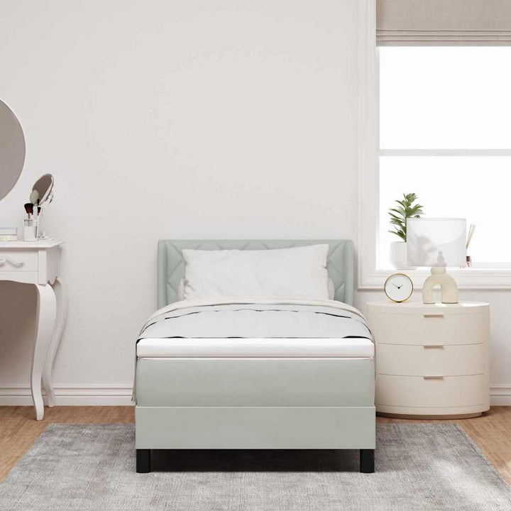 Bäddfjäder Med Huvudgavel Ljusgrå 200 X 100 Cm Sammet
