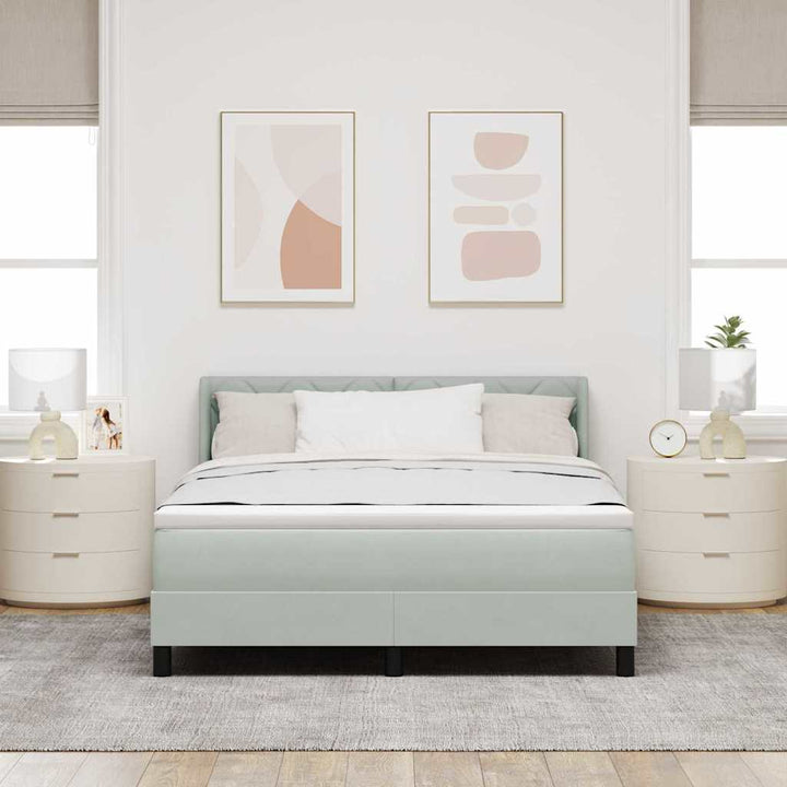 Bäddfjäder Med Huvudgavel Ljusgrå 200 X 140 Cm Sammet