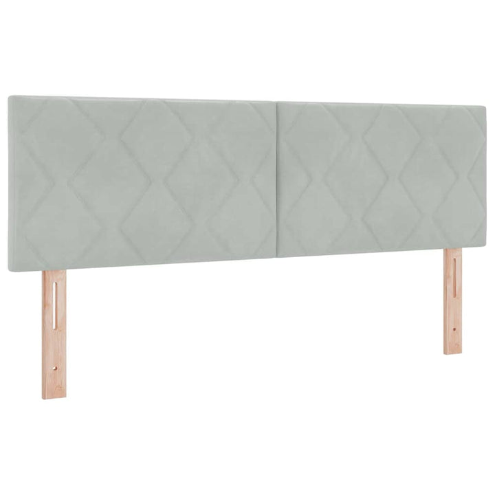 Bäddfjäder Med Huvudgavel Ljusgrå 200 X 140 Cm Sammet