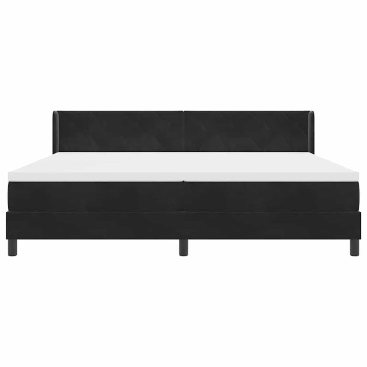 Bäddfjäder Med Huvudgavel Svart 200 X 200 Cm Sammet