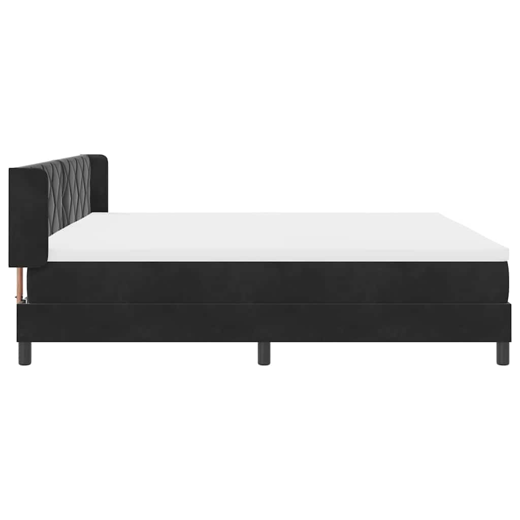 Bäddfjäder Med Huvudgavel Svart 200 X 200 Cm Sammet