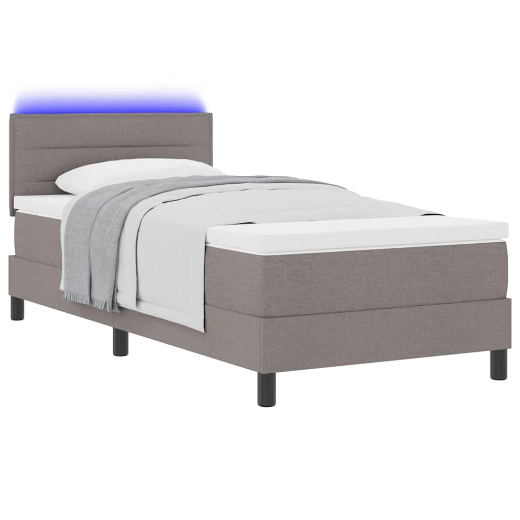 Bäddfjäder Med Madrass Med Led Taupe 80 X 200 Cm Tyg