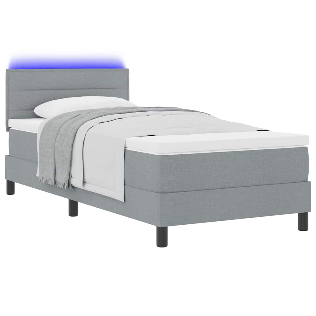 Bäddfjäder Med Madrass Med Led Ljusgrå 90 X 190 Cm Tyg