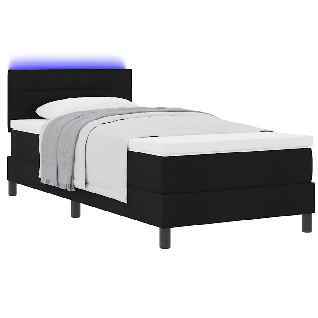 Bäddfjäder Med Madrass Med Led Svart 90 X 190 Cm Tyg