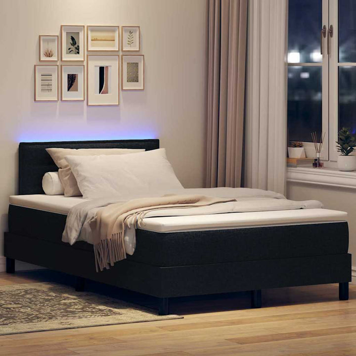 Bäddfjäder Med Madrass Med Led Svart 120 X 190 Cm Tyg