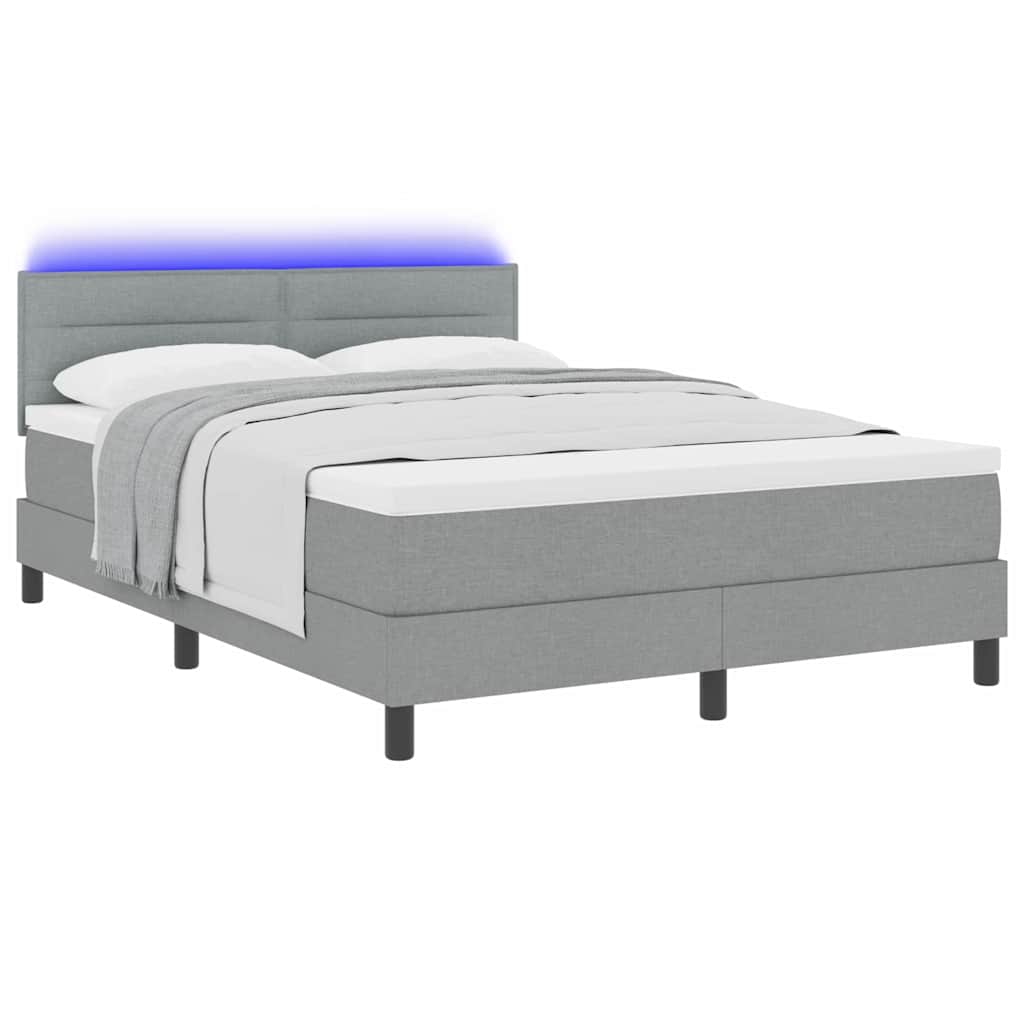 Bäddfjäder Med Madrass Med Led Ljusgrå 140 X 190 Cm Tyg