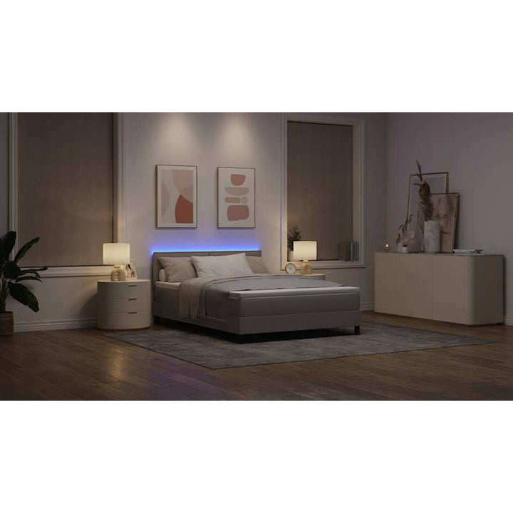 Bäddfjäder Med Madrass Med Led Taupe 140 X 190 Cm Tyg