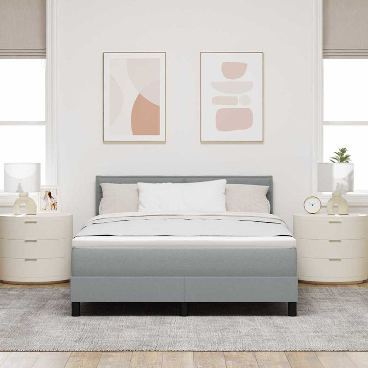 Bäddfjäder Med Madrass Med Led Ljusgrå 140 X 200 Cm Tyg