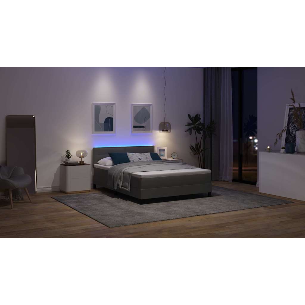 Bäddfjäder Med Madrass Med Led Mörkgrå 140 X 200 Cm Tyg