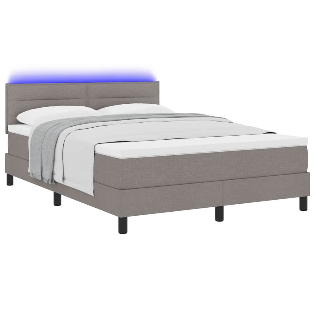 Bäddfjäder Med Madrass Med Led Taupe 140 X 200 Cm Tyg