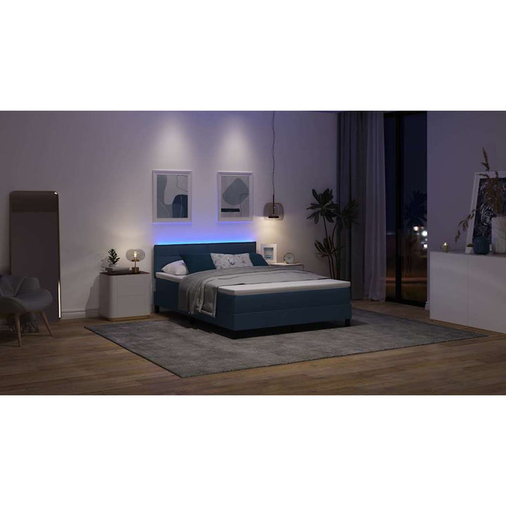 Bäddfjäder Med Madrass Med Led Blå 140 X 200 Cm Tyg