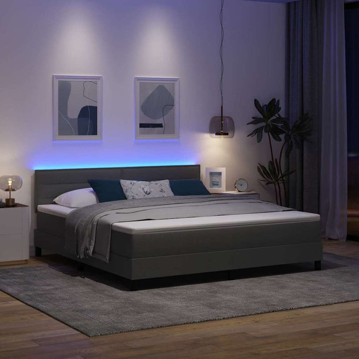Bäddfjäder Med Madrass Med Led Mörkgrå 180 X 200 Cm Tyg