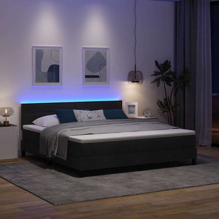 Bäddfjäder Med Madrass Med Led Svart 180 X 200 Cm Tyg