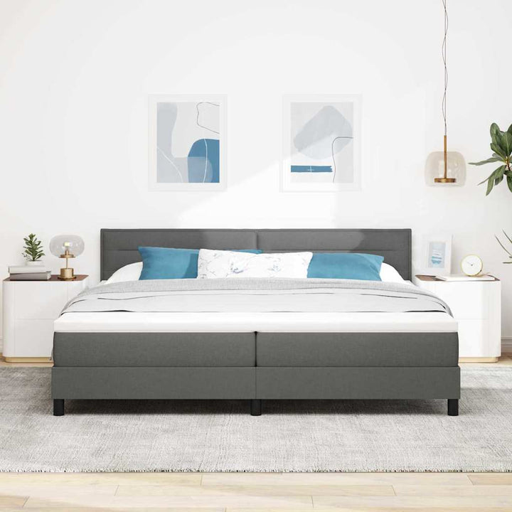 Bäddfjäder Med Madrass Med Led Mörkgrå 200 X 200 Cm Tyg