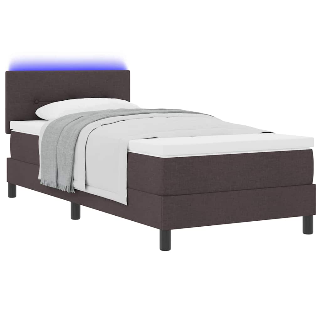 Bäddfjäder Med Madrass Med Led Mörkbrun 90 X 200 Cm Tyg