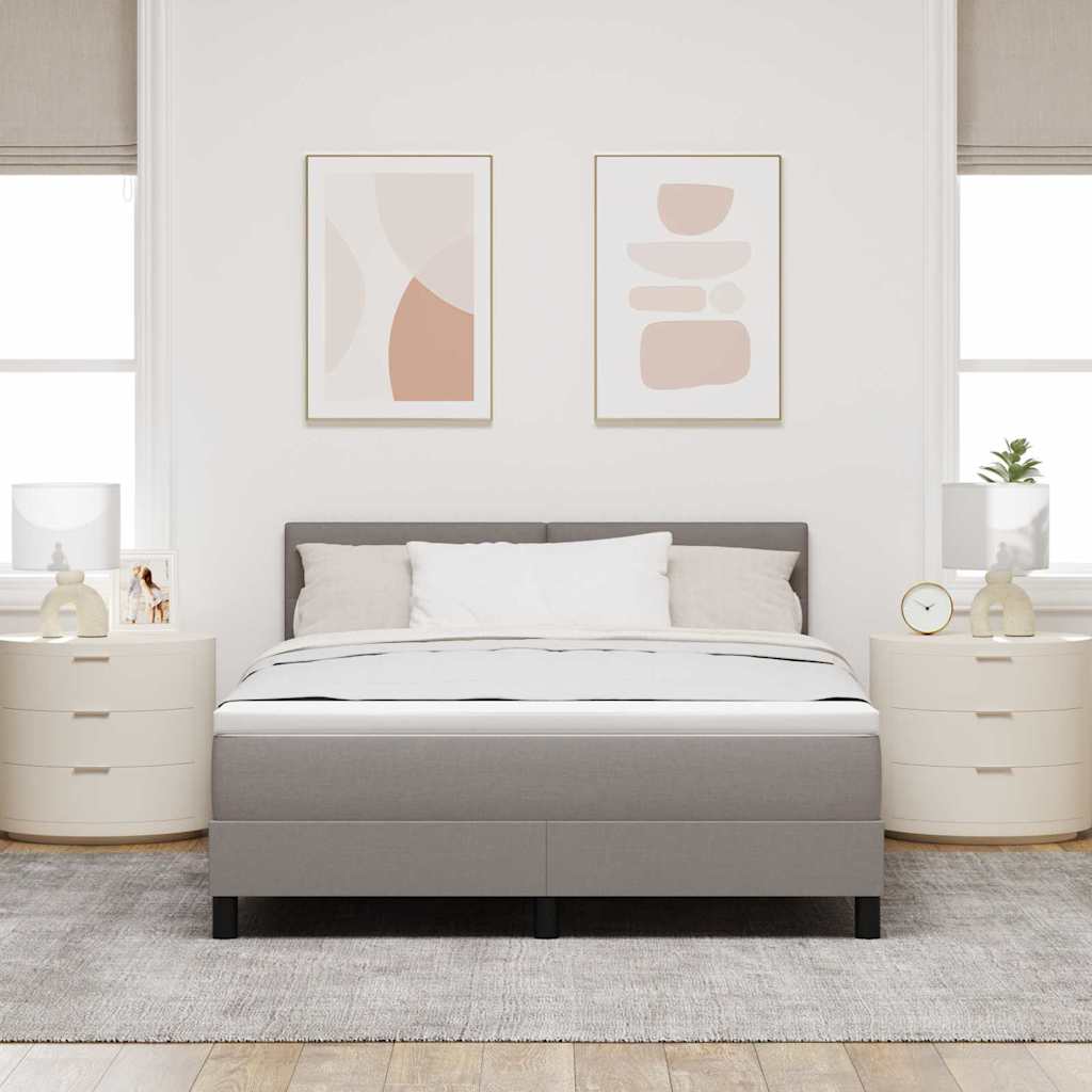 Bäddfjäder Med Madrass Med Led Taupe 160 X 200 Cm Tyg