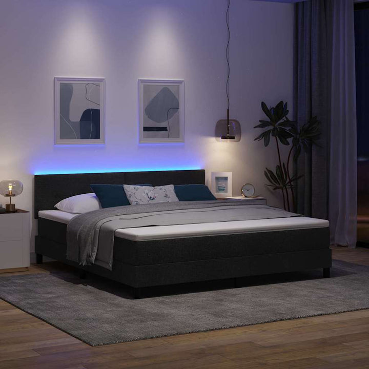 Bäddfjäder Med Led-Ljusslingor Svart 180 X 200 Cm Tyg