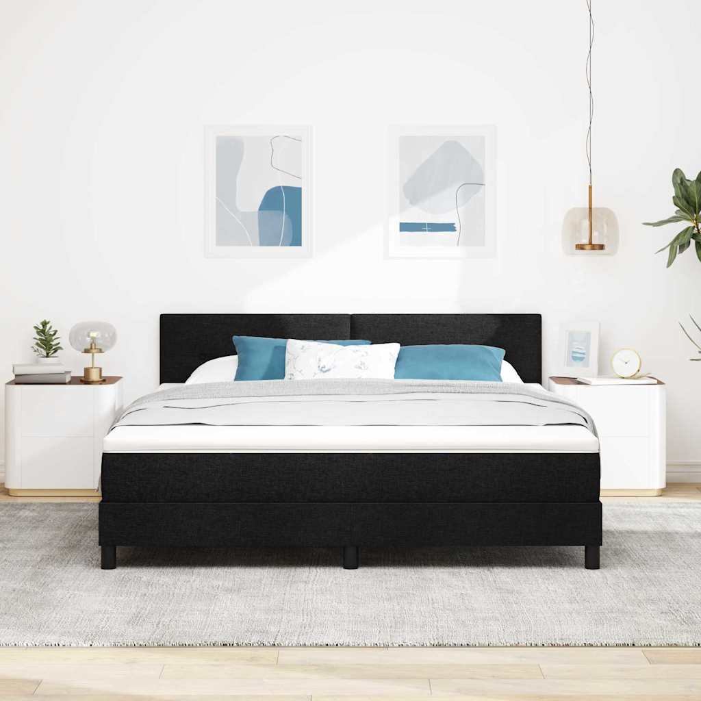 Bäddfjäder Med Madrass Med Led Svart 180 X 200 Cm Tyg