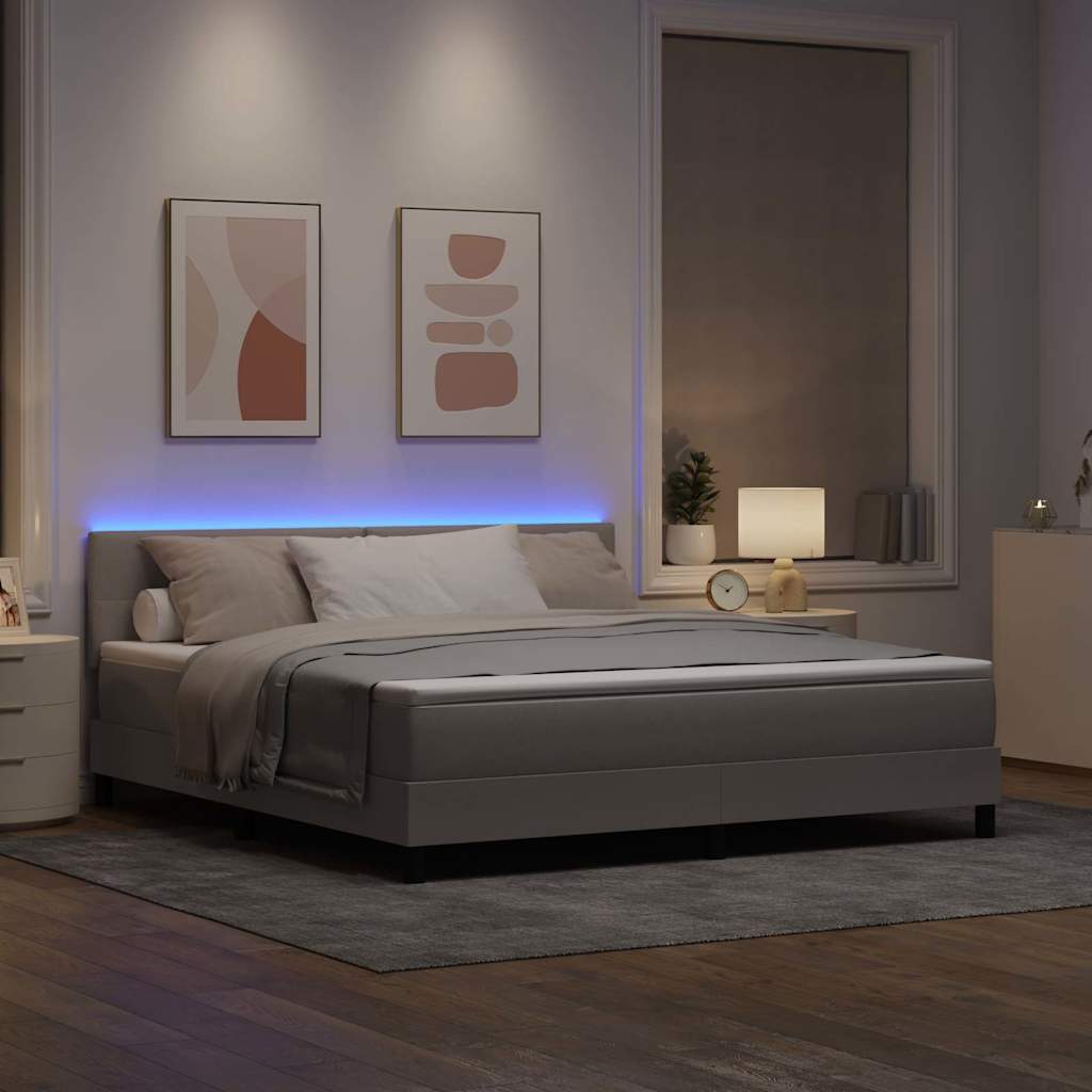 Bäddfjäder Med Madrass Med Led Taupe 180 X 200 Cm Tyg