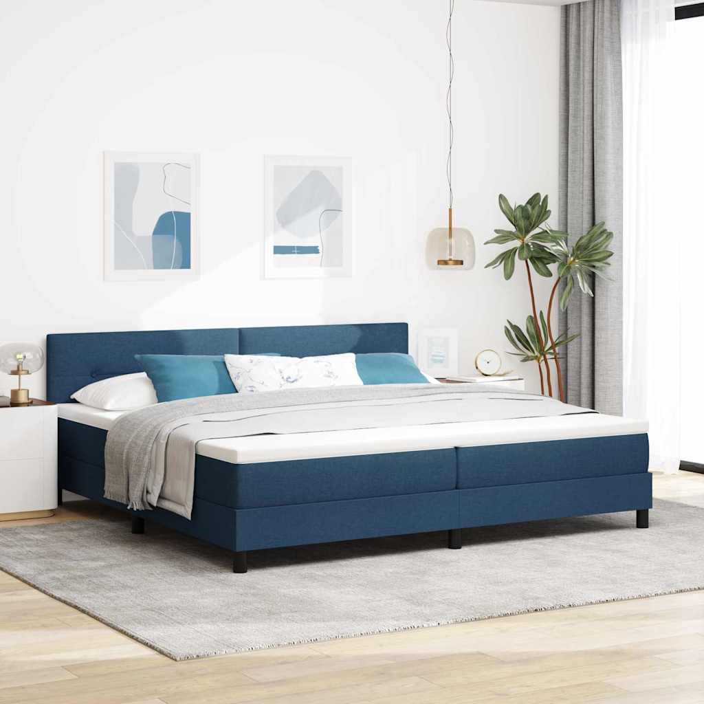 Bäddfjäder Med Madrass Med Led Blå 200 X 200 Cm Tyg