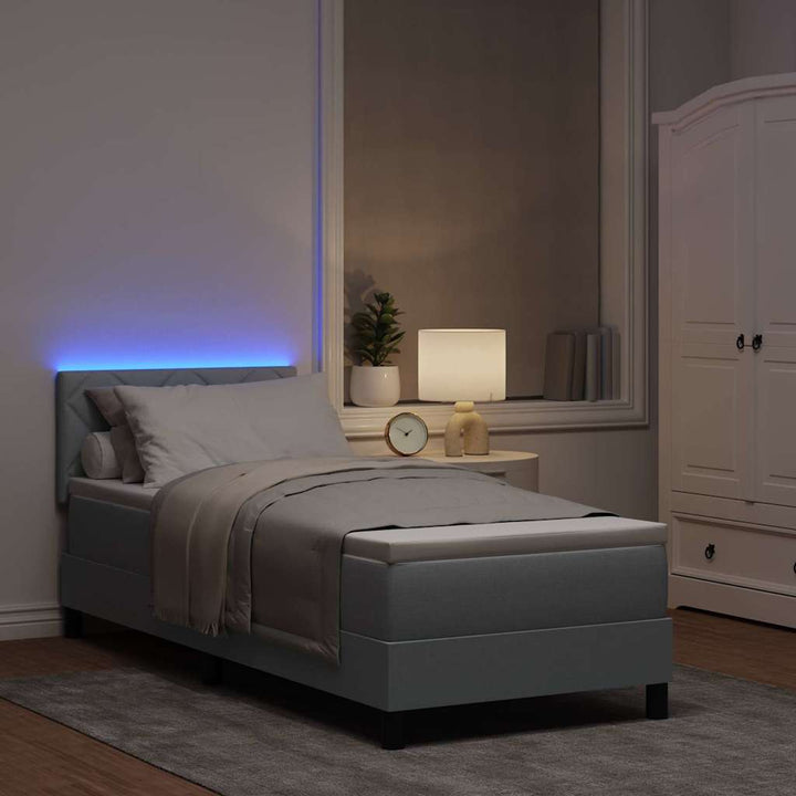 Bäddfjäder Med Madrass Med Led Ljusgrå 80 X 200 Cm Tyg
