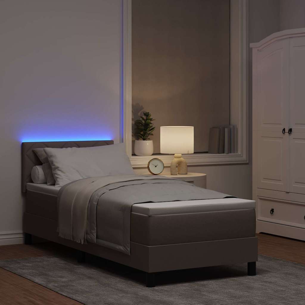 Bäddfjäder Med Madrass Med Led Taupe 80 X 200 Cm Tyg