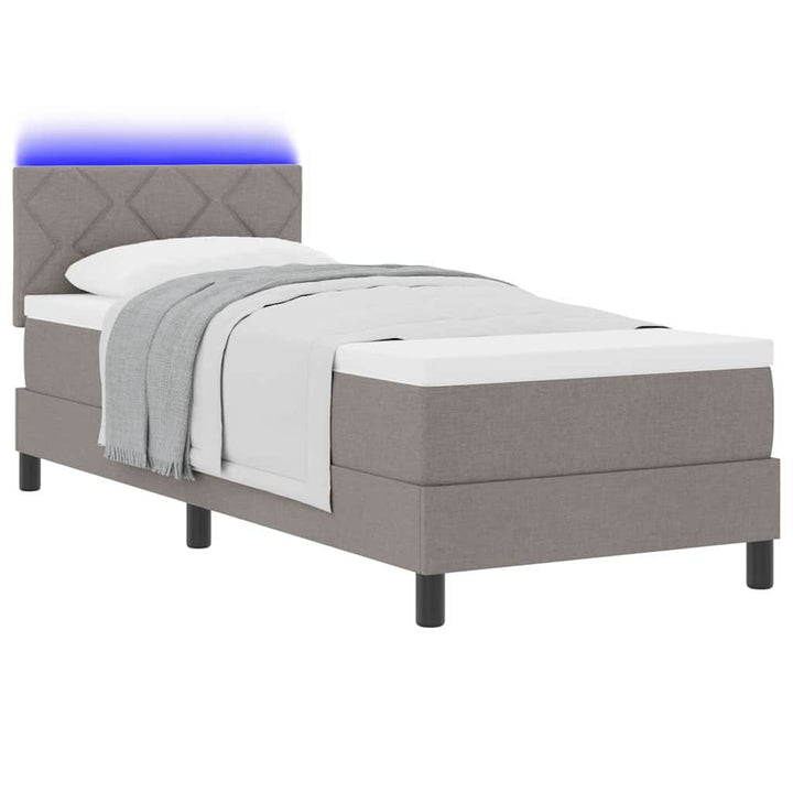 Bäddfjäder Med Madrass Med Led Taupe 80 X 200 Cm Tyg