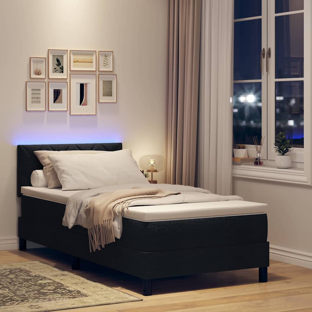Bäddfjäder Med Madrass Med Led Svart 90 X 190 Cm Tyg