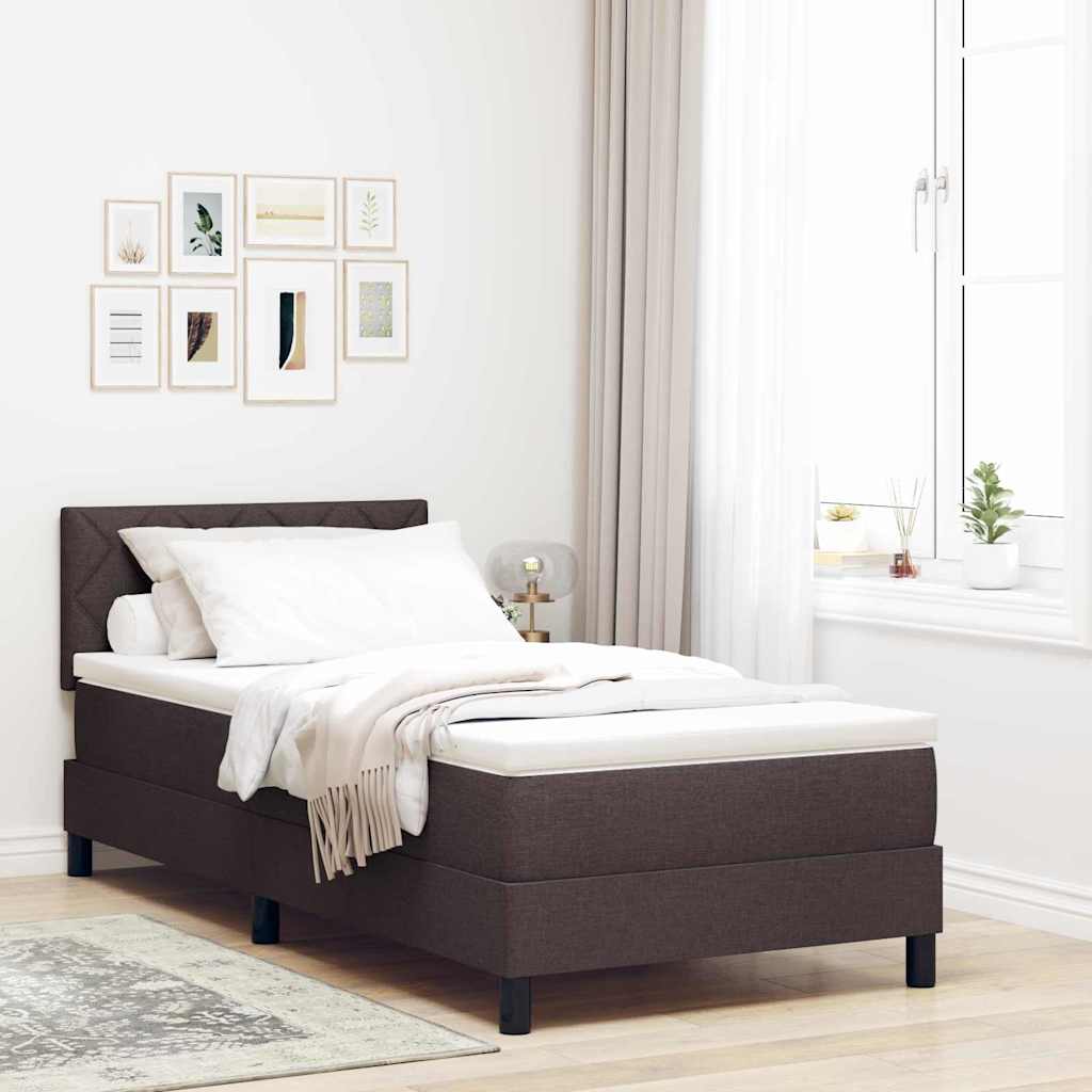 Bäddfjäder Med Madrass Med Led Mörkbrun 90 X 190 Cm Tyg