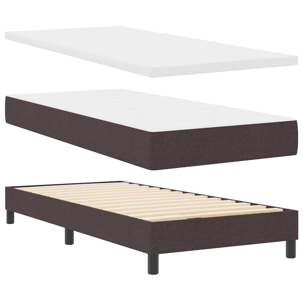 Bäddfjäder Med Madrass Med Led Mörkbrun 90 X 190 Cm Tyg