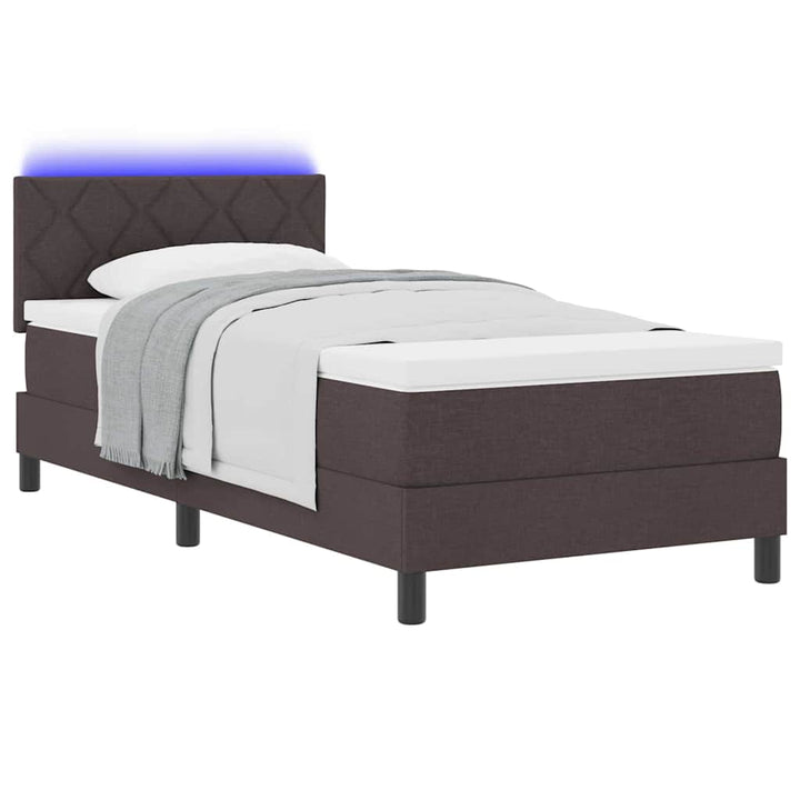 Bäddfjäder Med Madrass Med Led Mörkbrun 90 X 190 Cm Tyg