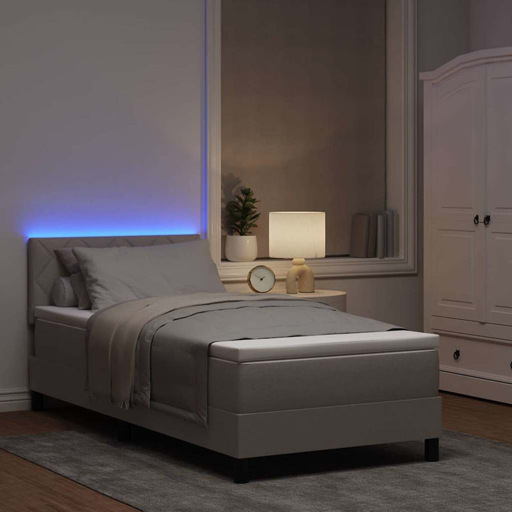 Bäddfjäder Med Madrass Med Led Taupe 90 X 200 Cm Tyg