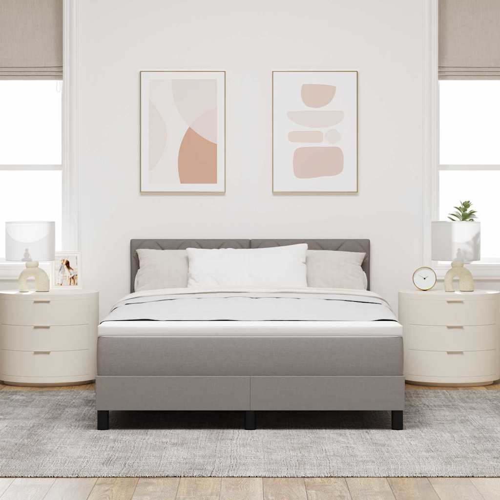 Bäddfjäder Med Madrass Med Led Taupe 160 X 200 Cm Tyg