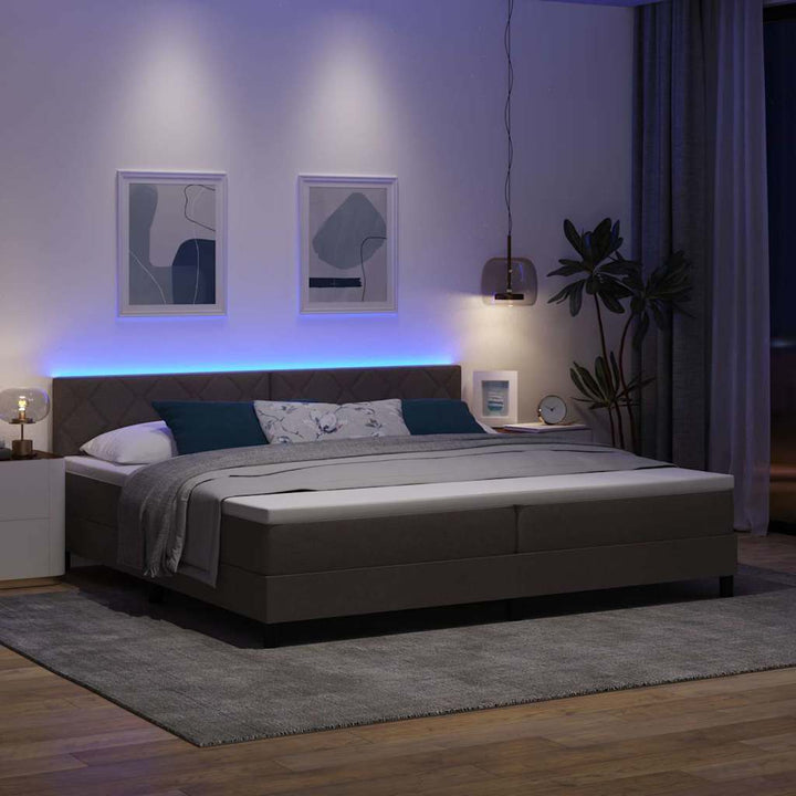 Bäddfjäder Med Madrass Med Led Mörkbrun 200 X 200 Cm Tyg