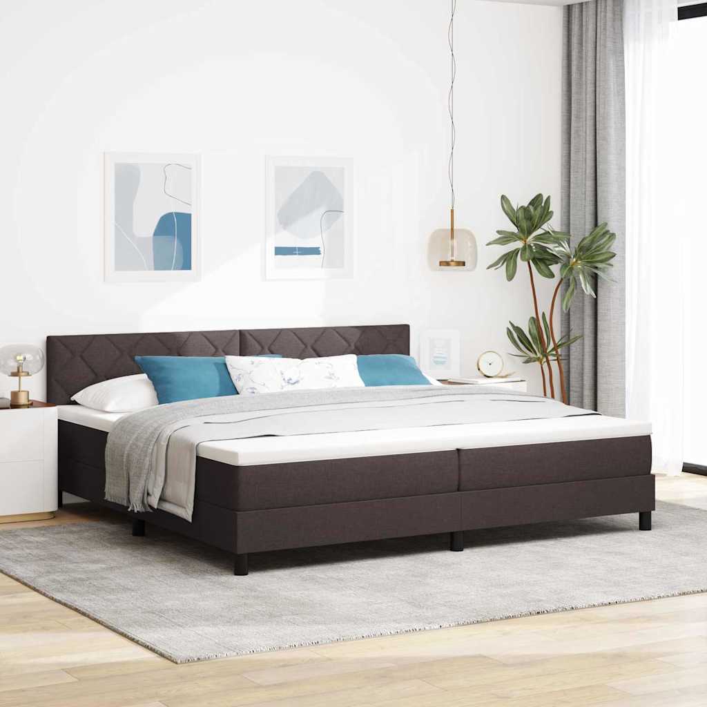 Bäddfjäder Med Madrass Med Led Mörkbrun 200 X 200 Cm Tyg