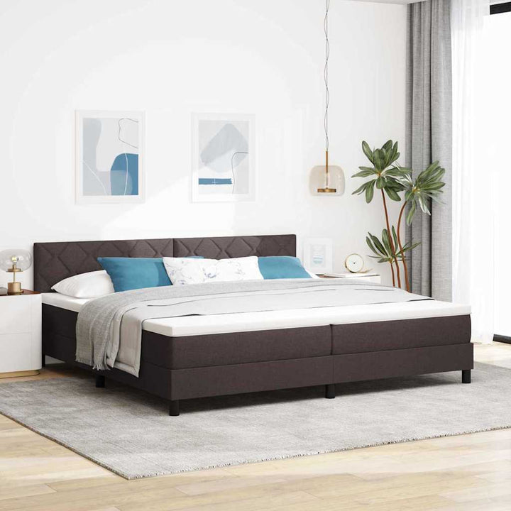 Bäddfjäder Med Madrass Med Led Mörkbrun 200 X 200 Cm Tyg