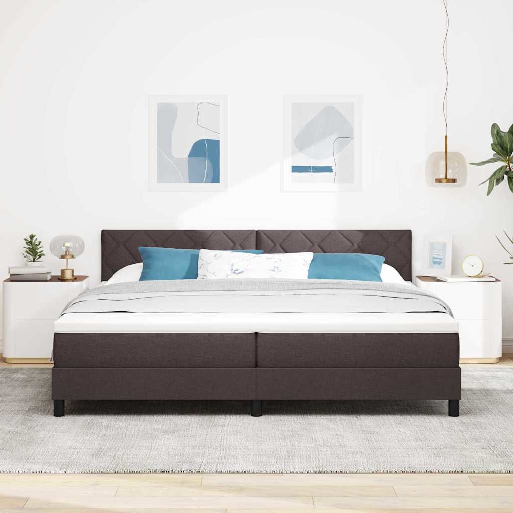 Bäddfjäder Med Madrass Med Led Mörkbrun 200 X 200 Cm Tyg