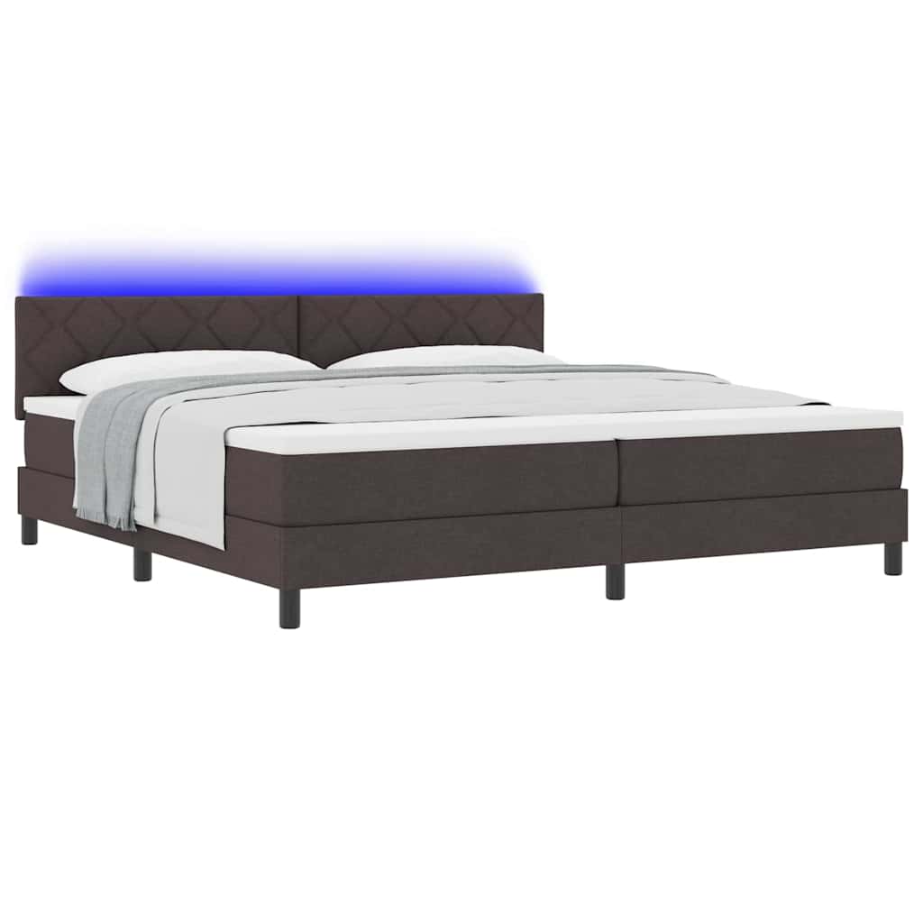 Bäddfjäder Med Madrass Med Led Mörkbrun 200 X 200 Cm Tyg