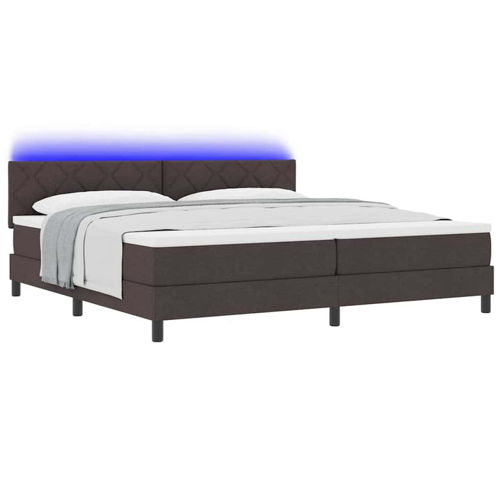 Bäddfjäder Med Madrass Med Led Mörkbrun 200 X 200 Cm Tyg