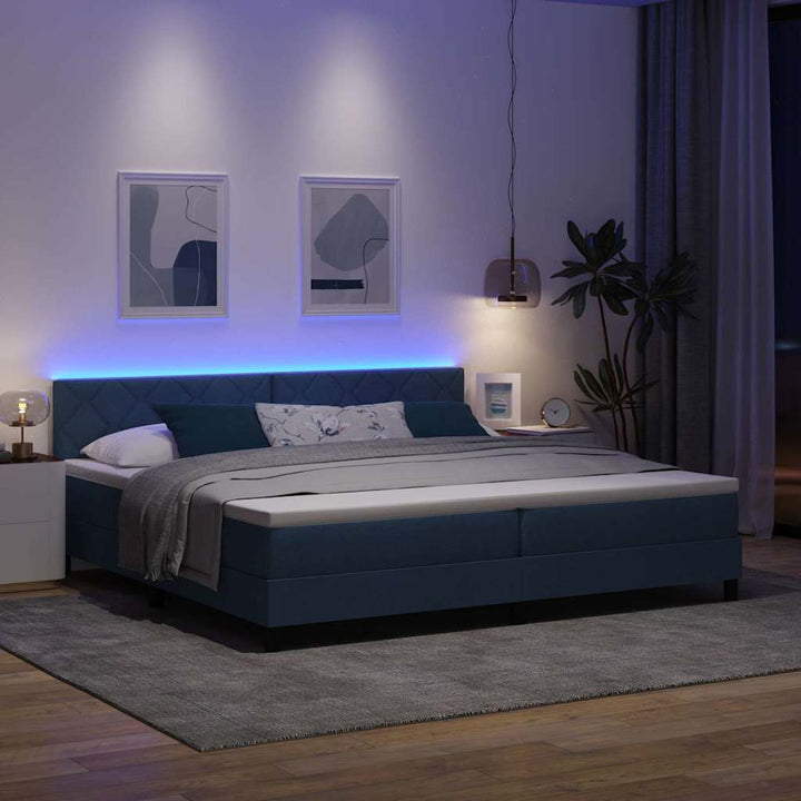 Bäddfjäder Med Madrass Med Led Blå 200 X 200 Cm Tyg
