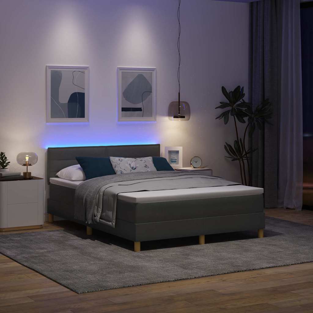Led Box Säng Med Led-Ljusslingor Tyg