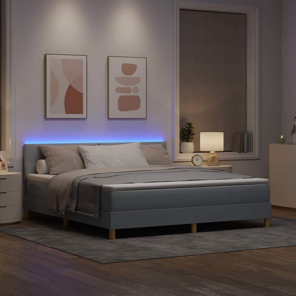 Led Box Säng Med Led-Ljusslingor Tyg